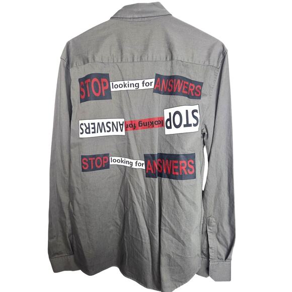 Zara Other - Zara Mens Graphic Shirt Size L Streetwear Stop Looking For Answers Grunge Skater